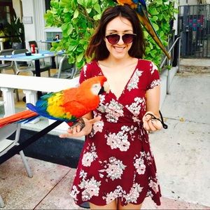 Burgundy floral summer dress